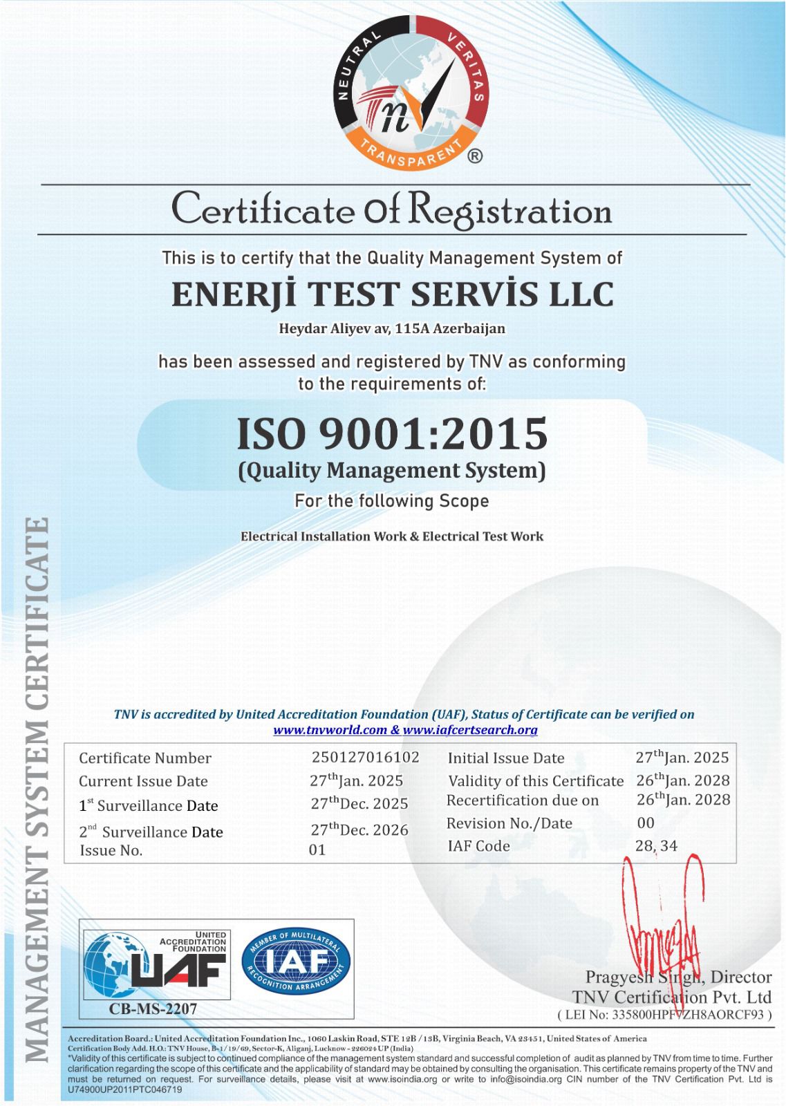 ISO Certificate image